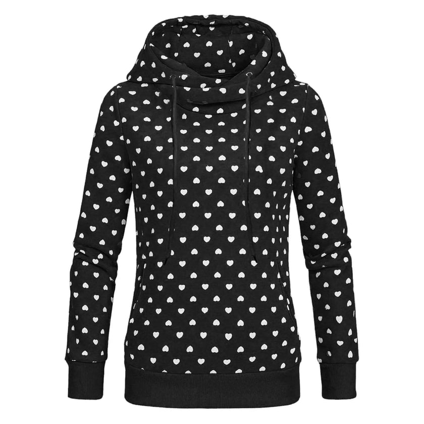 Women Printed loose hooded sweatshirt