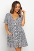 Casual Summer dresses Women Spring Mini short sleeve button down dot printed loose Dress