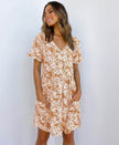 Casual Summer dresses Women Spring Mini short sleeve button down dot printed loose Dress