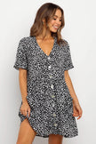 Casual Summer dresses Women Spring Mini short sleeve button down dot printed loose Dress