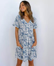 Casual Summer dresses Women Spring Mini short sleeve button down dot printed loose Dress