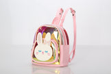 Cute Cartoon Rabbit Kids Backpack – Colorful Laser Transparent School Bag (Small & Medium)