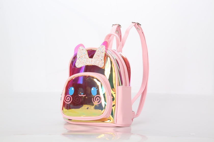 Cute Cartoon Rabbit Kids Backpack – Colorful Laser Transparent School Bag (Small & Medium)
