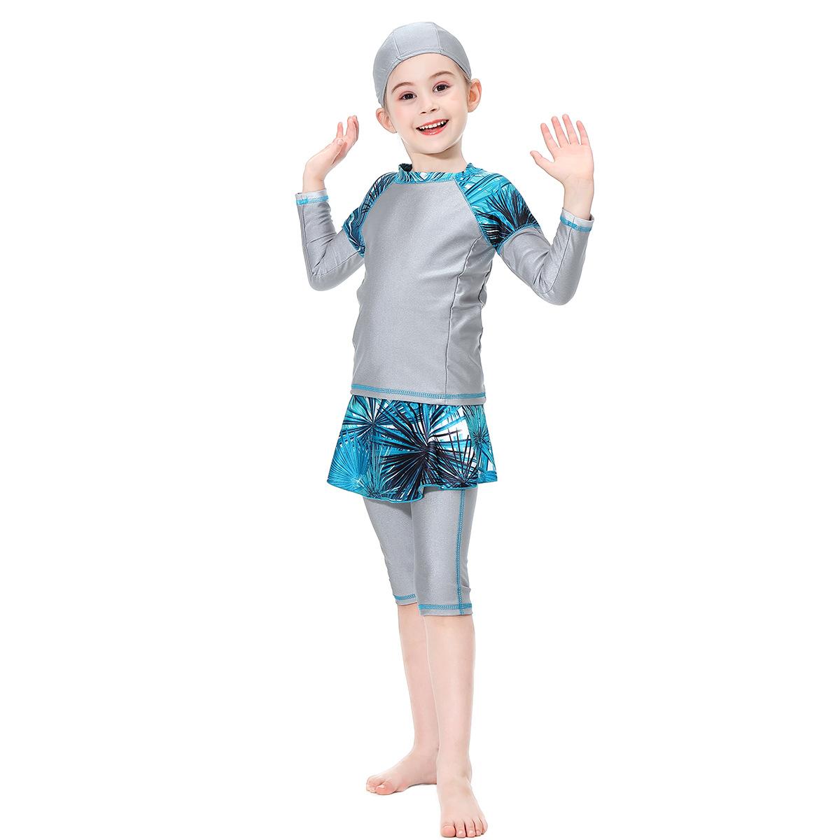 Kids Conservative Long Sleeve Swimsuit Dress | Girls Full Coverage Swimwear Canada