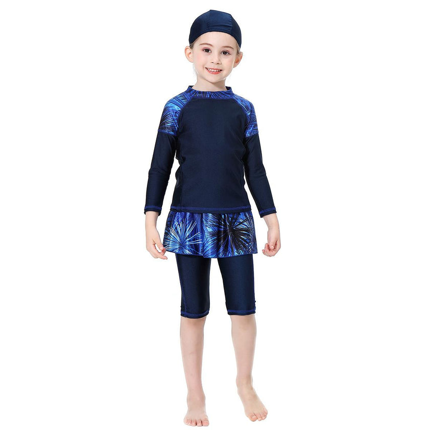 Kids Conservative Long Sleeve Swimsuit Dress | Girls Full Coverage Swimwear Canada