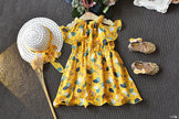 Girls' Bohemian Chiffon Sling Dress with Hat | Lotus Leaf Neck Summer Dress Canada USA