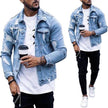 Lapel Men's Denim Jacket Ripped Irregular Washed Jacket Jeans