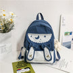 Kawaii Nylon School Backpack for Girls – Moon & Star Print, Bow Detail