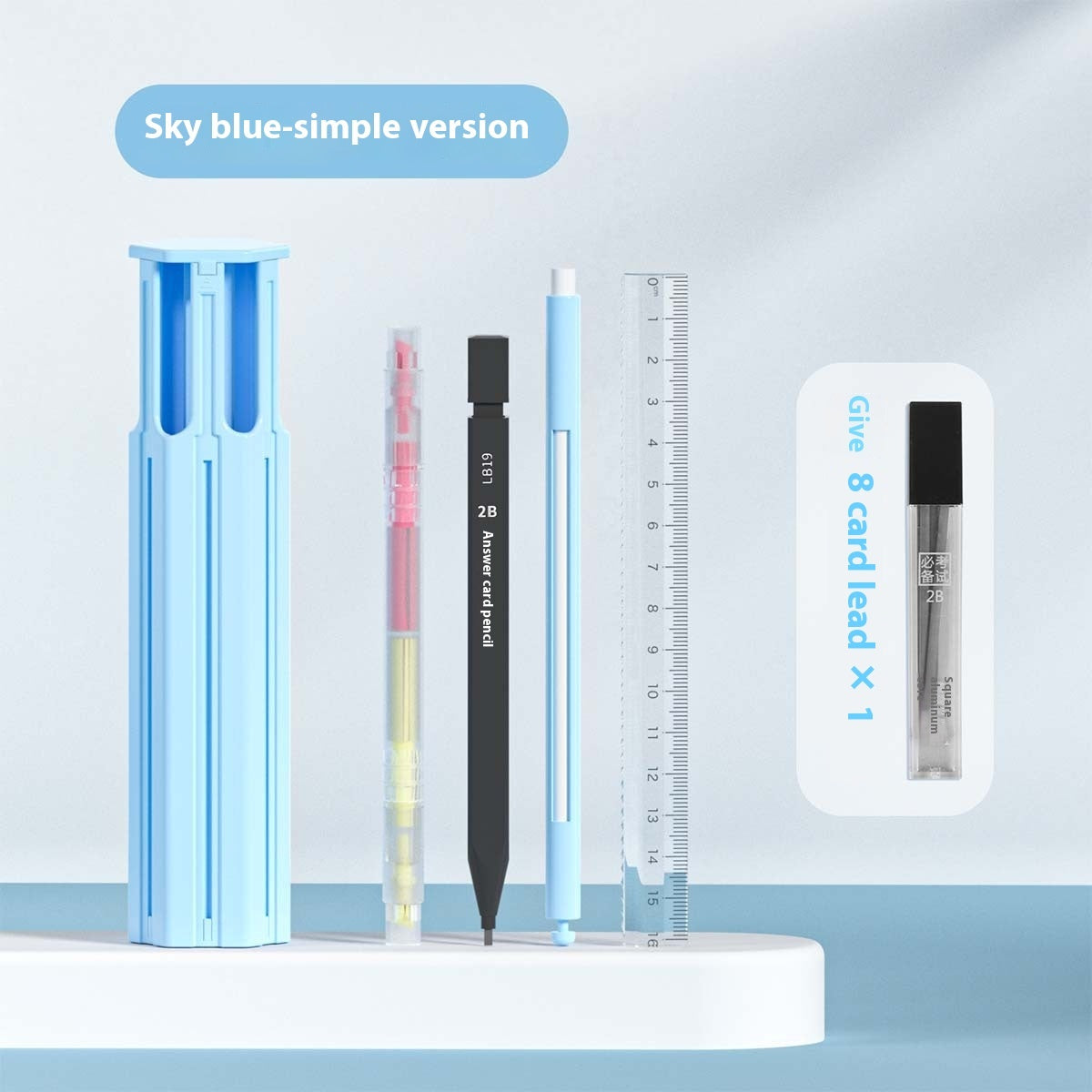 Portable 6-Pen Mechanical Pencil Set with Case – Simple & Suite Versions (White, Blue, Pink)