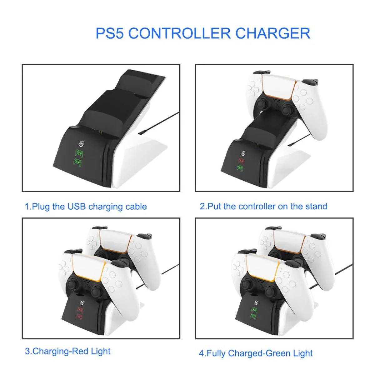 Ps5 Handle Aircraft Double Seat Charging Ps5 Wireless Handle Charger P5 Base Double Charging Contact Charging Fast Charging