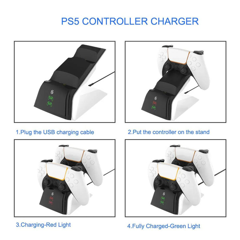 Ps5 Handle Aircraft Double Seat Charging Ps5 Wireless Handle Charger P5 Base Double Charging Contact Charging Fast Charging