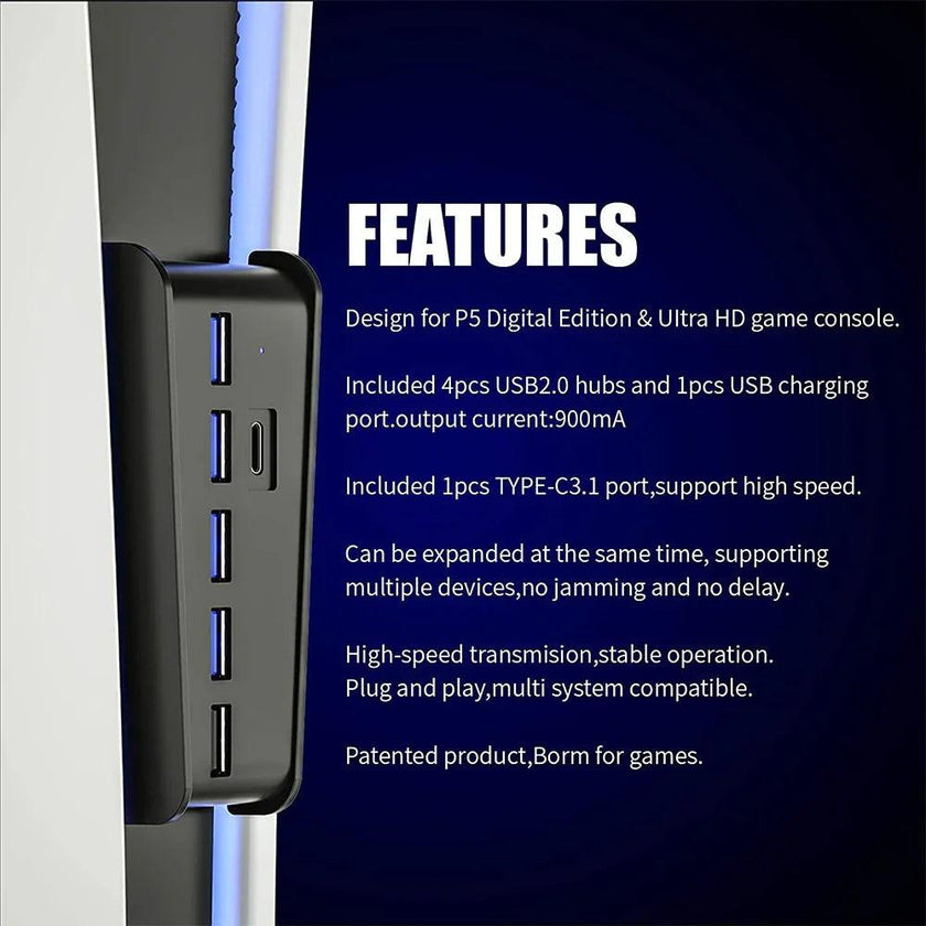 Ps5 Host Hub Converter P5Usb Hub Multi-Function High-Speed Transmission Ps5