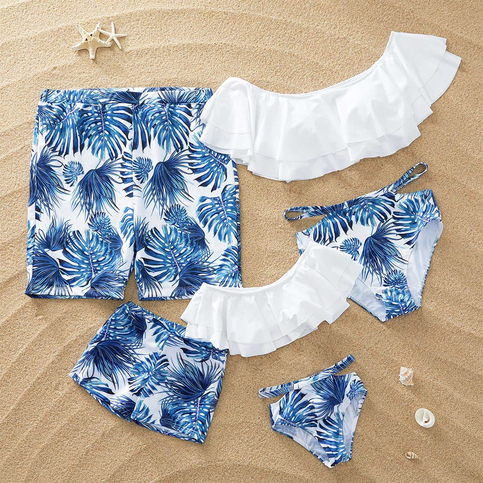 Bohemian Floral Family Matching Swimsuit Set – Parent-Child Swimwear for All Ages