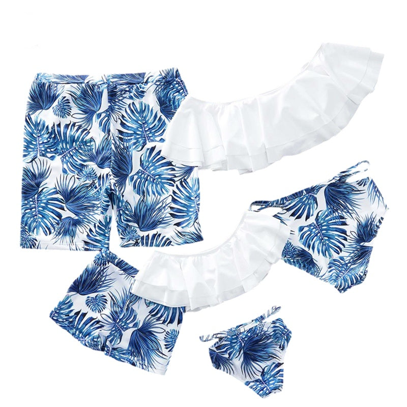 Bohemian Floral Family Matching Swimsuit Set – Parent-Child Swimwear for All Ages