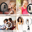 10-inch Dimmable LED Ring Light, 10W, 10 Brightness Modes, 3200-5500K, Adjustable Tripod 37-160cm