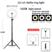 10-inch Dimmable LED Ring Light, 10W, 10 Brightness Modes, 3200-5500K, Adjustable Tripod 37-160cm