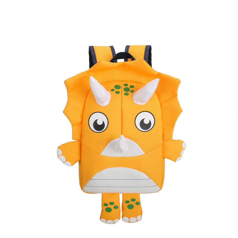 Cartoon Dinosaur Anti-Lost Kids School Bag – Cute 3D Triceratops Backpack for Children (Yellow, Green, Pink & More)