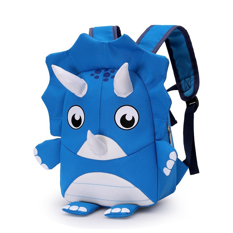 Cartoon Dinosaur Anti-Lost Kids School Bag – Cute 3D Triceratops Backpack for Children (Yellow, Green, Pink & More)
