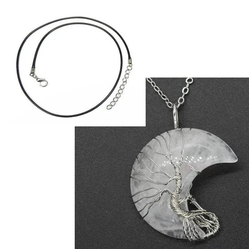 Natural Crystal Moon Pendant for Men and Women