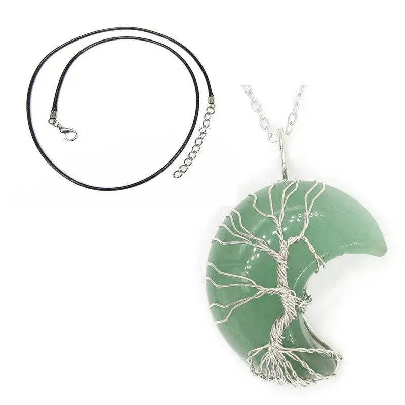 Natural Crystal Moon Pendant for Men and Women