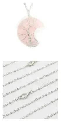 Natural Crystal Moon Pendant for Men and Women