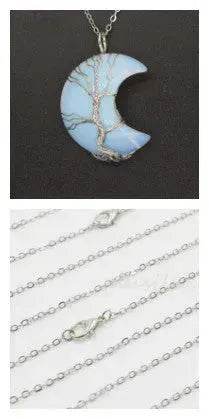 Natural Crystal Moon Pendant for Men and Women