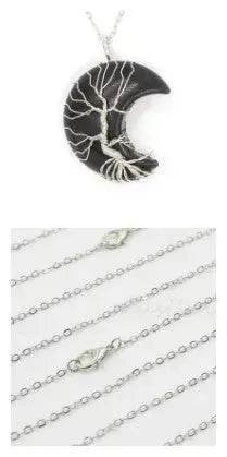 Natural Crystal Moon Pendant for Men and Women