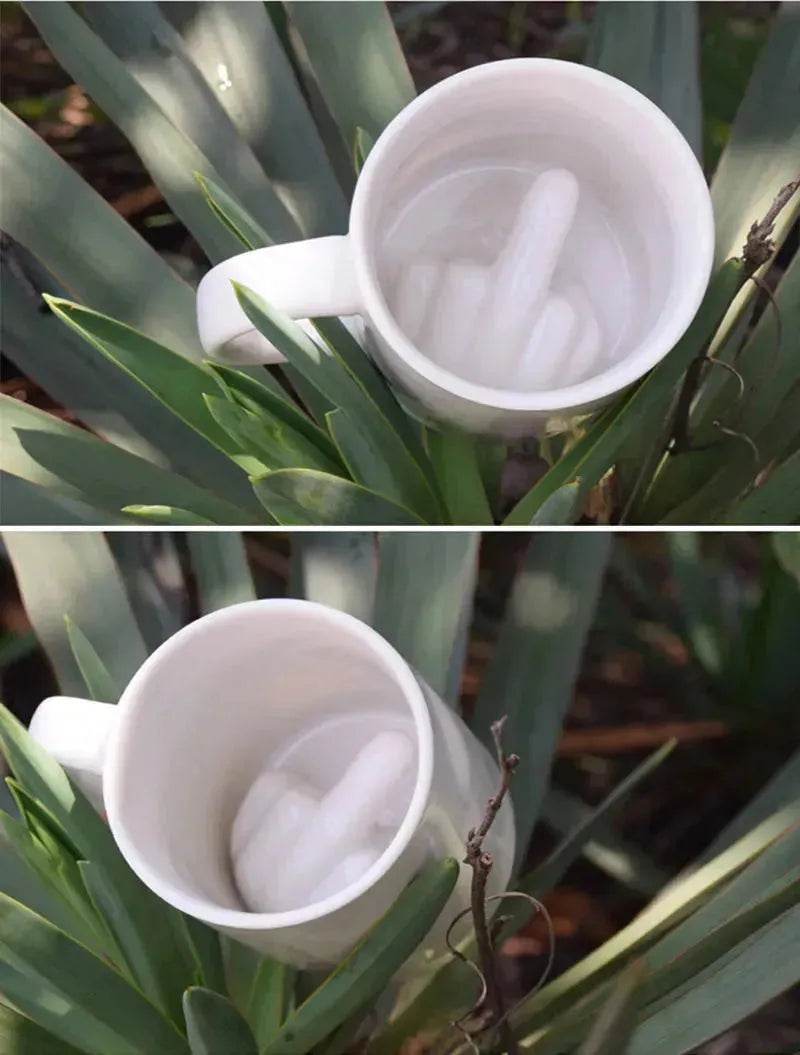 Character Ceramic Middle Finger Cup Coffee Cup With Middle Finger Up