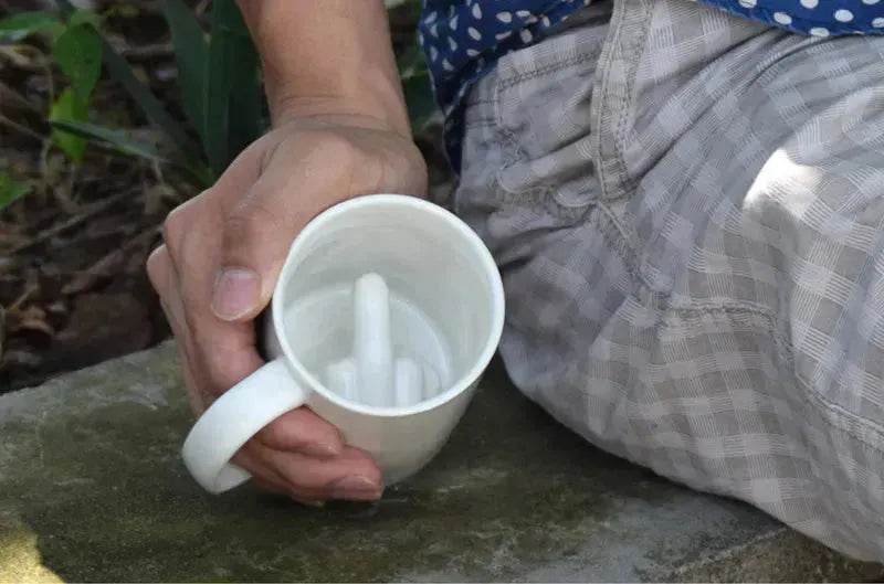 Character Ceramic Middle Finger Cup Coffee Cup With Middle Finger Up