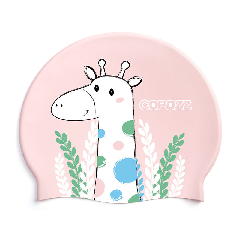 Kids Silicone Swimming Cap Canada | Ear Protection Long Hair Waterproof | Fun Prints Boys Girls
