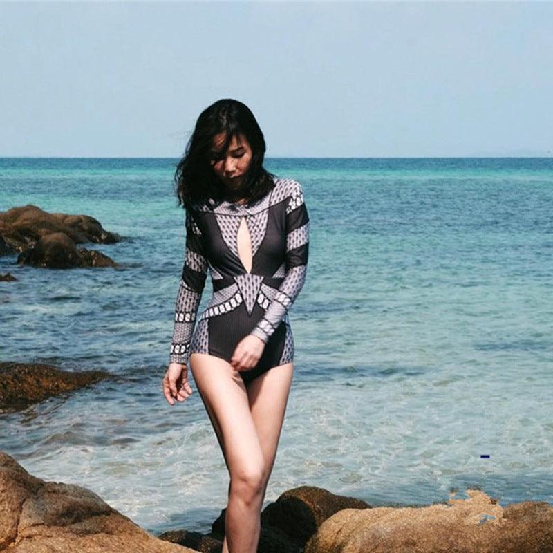 Women’s Long Sleeve One-Piece Swimsuit – UV Protection Rash Guard Surf Swimwear