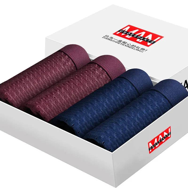 SKY HERO Men's Boxer Briefs – 4-Pack Ice Silk Breathable Underwear (L–4XL)