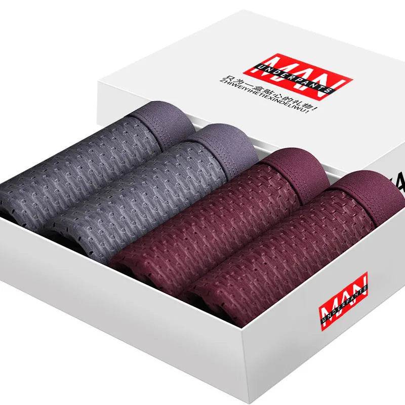 SKY HERO Men's Boxer Briefs – 4-Pack Ice Silk Breathable Underwear (L–4XL)