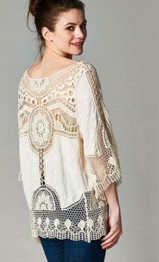 Jastie Bohemian Hollow Out Beach Cover Up Blouse Beach Shirt Women Crochet Lace Top Blusas mujer de moda Summer Tops
