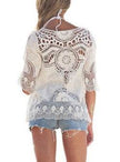 Jastie Bohemian Hollow Out Beach Cover Up Blouse Beach Shirt Women Crochet Lace Top Blusas mujer de moda Summer Tops