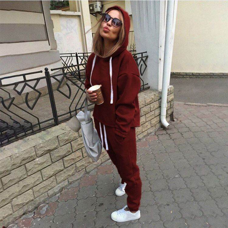 2pcs unisex Drawstring Hoodie Sport suit Athleisure wear