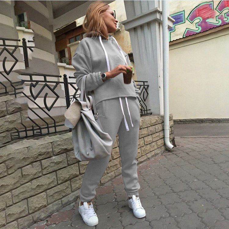 2pcs unisex Drawstring Hoodie Sport suit Athleisure wear