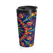Kaleidoscope Neon Mandala Stainless Steel Travel Mug