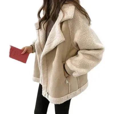 Suede Lamb fleece  Velvet  Winter Cardigan Jacket for women