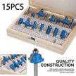Trimming Milling Cutter Set - Woodworking Milling Router Bits, 15 PCS