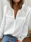 Women's Casual Summer Long sleeve Lace Stitching Shirt top Women