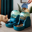 Automatic Pet Water Fountain & Food Feeder – Gravity Dispenser for Cats & Dogs (Purple / Green / Orange)