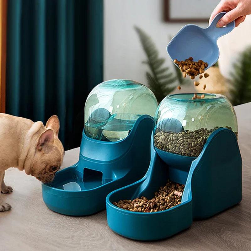Automatic Pet Water Fountain & Food Feeder – Gravity Dispenser for Cats & Dogs (Purple / Green / Orange)