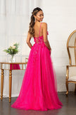 3-D Flower Applique Glitter Mesh A-line Dress