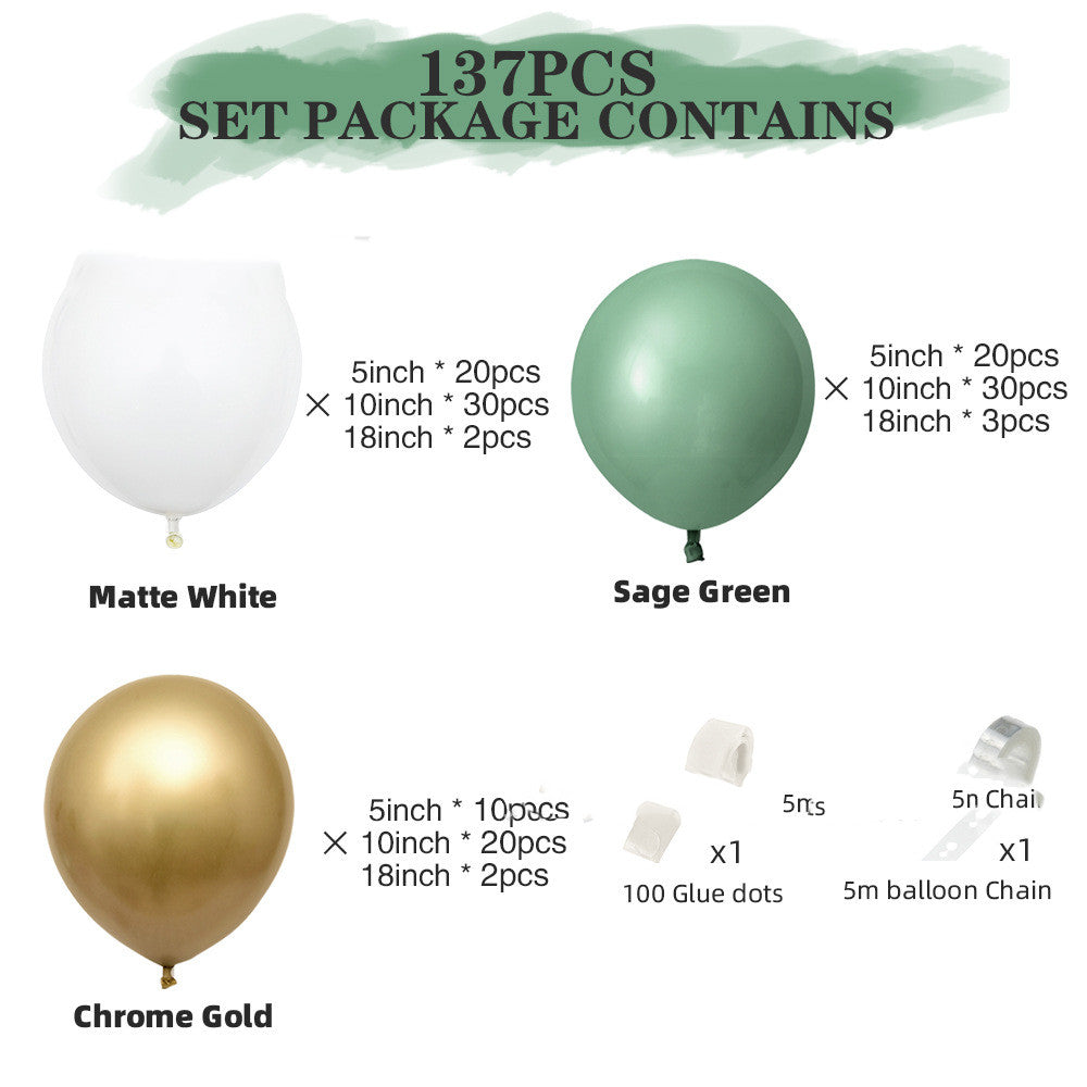 137PCS Sage Green & Gold Balloon Garland Arch Kit – Wedding & Baby Shower Decor