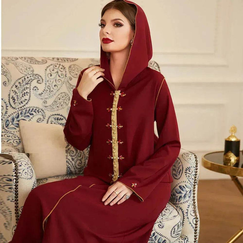 Hand-sewn Diamond Hooded Robe Middle East Dubai Turkey  Kurtas and Kurtis