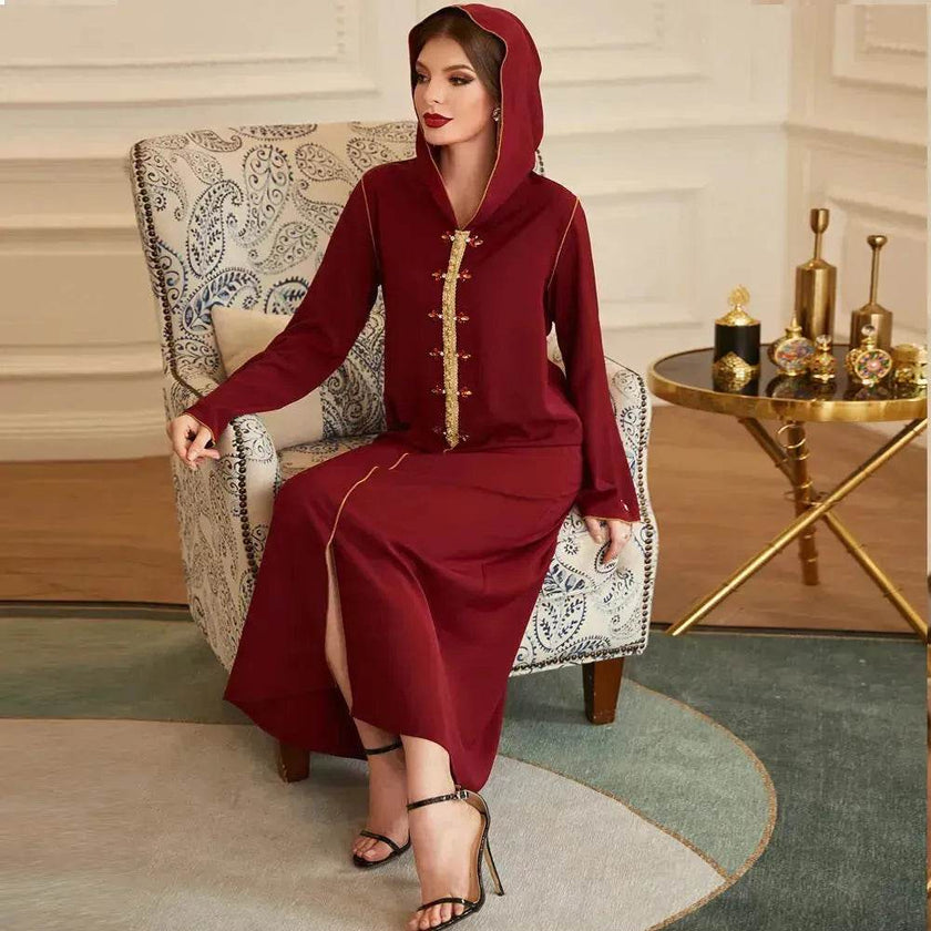 Hand-sewn Diamond Hooded Robe Middle East Dubai Turkey  Kurtas and Kurtis
