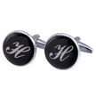 Men's Black Round Enamel Initial Letter Cufflinks – Brass & Crystal Formal Cufflinks A–Y | Canada & USA