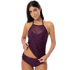 High Waist Halter Bikini | Solid Color Nylon Split Swimsuit for Women S-XXL