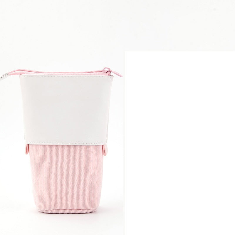 Corduroy Retractable Pencil Case – Cute Round Pouch in 5 Colours (1PC or 2PCS)